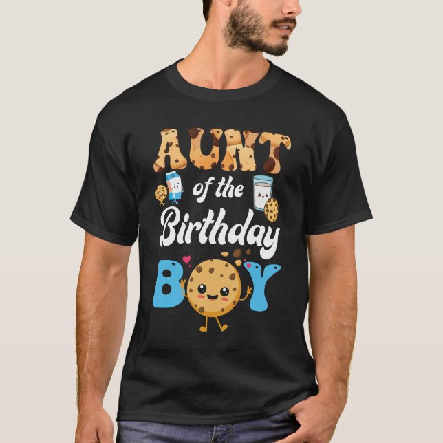 Aunt Of The Birthday Boy Milk And Cookies 1st Birt T-Shirt (Front)
