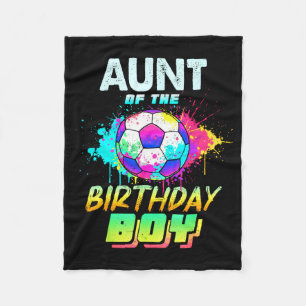 Aunt Of The Birthday Boy Soccer Ball Colorful Fleece Blanket