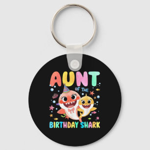 Aunt Of The Birthday Family Shark Funny Kids Birth Key Ring