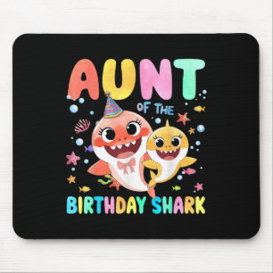 Aunt Of The Birthday Family Shark Funny Kids Birth Mouse Mat