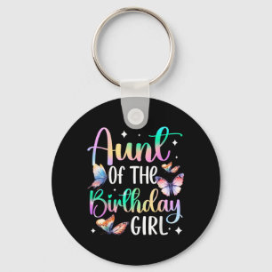 Aunt of The Birthday Girl Butterfly Party Matching Key Ring