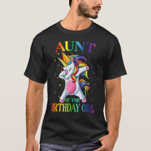 Aunt of the Birthday Girl Dabbing Unicorn Party T-Shirt