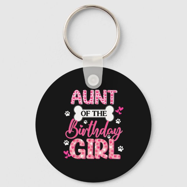 Aunt Of The Birthday Girl Dogs Paw Theme Family Ma Key Ring (Front)