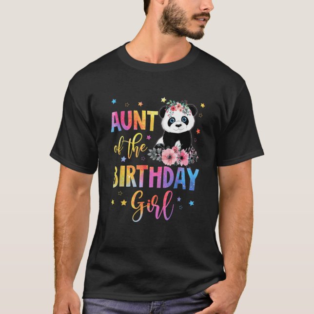Aunt Of The Birthday Girl Panda Bear Mother Flower T-Shirt (Front)