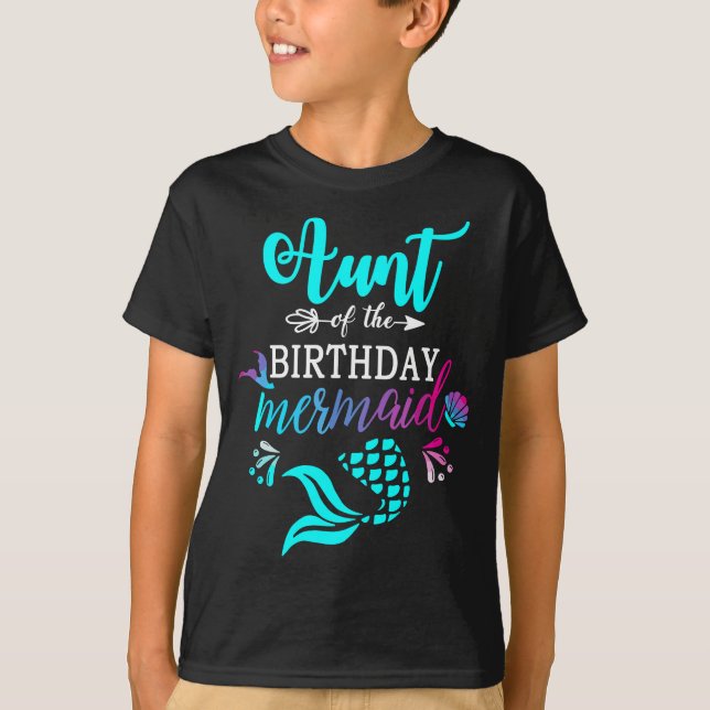 Aunt Of The Birthday Mermaid Matching Family  T-Shirt (Front)