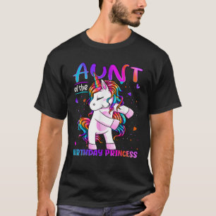 Aunt of the Birthday Princess Flossing Unicorn Aun T-Shirt