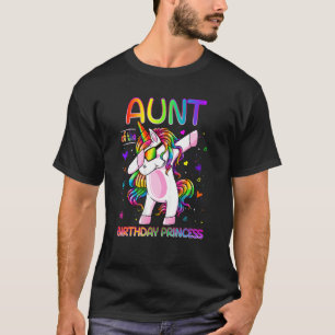 Aunt Of The Birthday Princess Girl Dabbing Unicorn T-Shirt