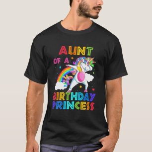 Aunt Of The Birthday Princess Unicorn Rainbow Gift T-Shirt