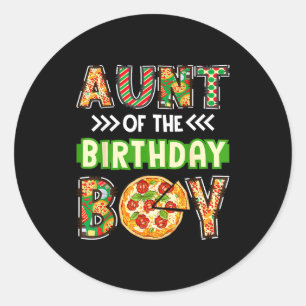 Aunt of the boy birthday boy pizza lover party  classic round sticker