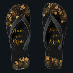 Aunt of the Bride Emerald Green & Gold Foliage Flip Flops<br><div class="desc">These gorgeous Aunt of the Bride emerald green and gold foliage flip flops feature golden foliage pattern and modern typography on timeless dark green background. It's a beautiful gift for your bridal party. View the collection on this page to find matching items. ♥Customise it with your information. ♥ If you...</div>