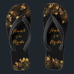 Aunt of the Bride Emerald Green & Gold Foliage Flip Flops<br><div class="desc">These gorgeous Aunt of the Bride emerald green and gold foliage flip flops feature golden foliage pattern and modern typography on timeless dark green background. It's a beautiful gift for your bridal party. View the collection on this page to find matching items. ♥Customise it with your information. ♥ If you...</div>
