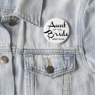 Aunt of the Bride Retro Script Name Tote Bag 6 Cm Round Badge