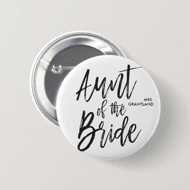 Aunt of the Bride | Script Wedding 6 Cm Round Badge (Front & Back)