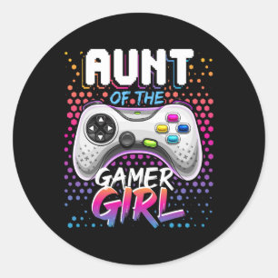 Aunt Of The Gamer Girl Matching Video Game Birthda Classic Round Sticker