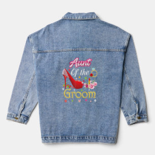 Aunt Of The Groom Happy Wedding Flower Pink Shoe M Denim Jacket