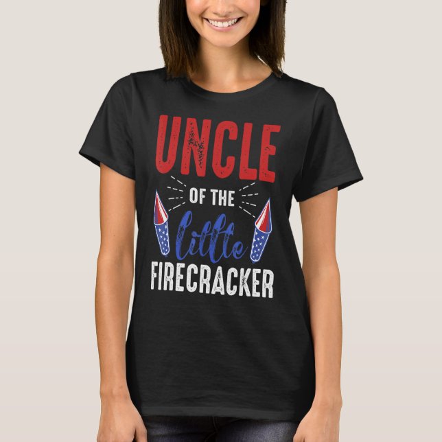 Aunt Of The Little Firecracker 4th Of July Birthda T-Shirt (Front)