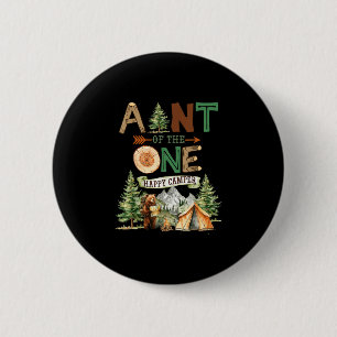 Aunt of the one happy camper 1st birthday camping 6 cm round badge
