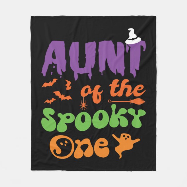Aunt Of The Spooky One Halloween Family Matching Fleece Blanket (Front)