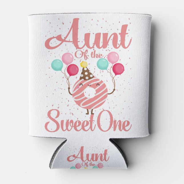 Aunt Of The Sweet One Family Matching 1st Birthday Can Cooler (Front)