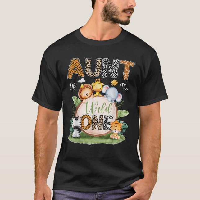 Aunt Of The Wild One 1St Birthday Kids Safari Jung T-Shirt (Front)