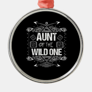 Aunt Of The Wild One Birthday Gift Metal Tree Decoration