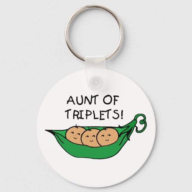 Aunt of Triplets Pod Key Ring (Front)