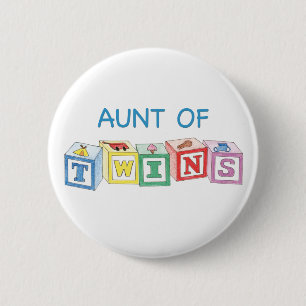 Aunt of Twins Blocks 6 Cm Round Badge