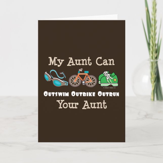 Aunt Outswim Outbike Outrun Triathlon Note Card (Front)