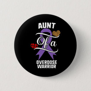 Aunt Overdose Awareness Leopard Buffalo Plaid Fami 6 Cm Round Badge