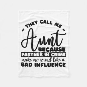Aunt Partner In Crime Shirt Aunt Tee Shirts Sarcas Fleece Blanket