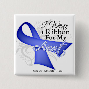 Aunt  Periwinkle Ribbon - Stomach Cancer 15 Cm Square Badge