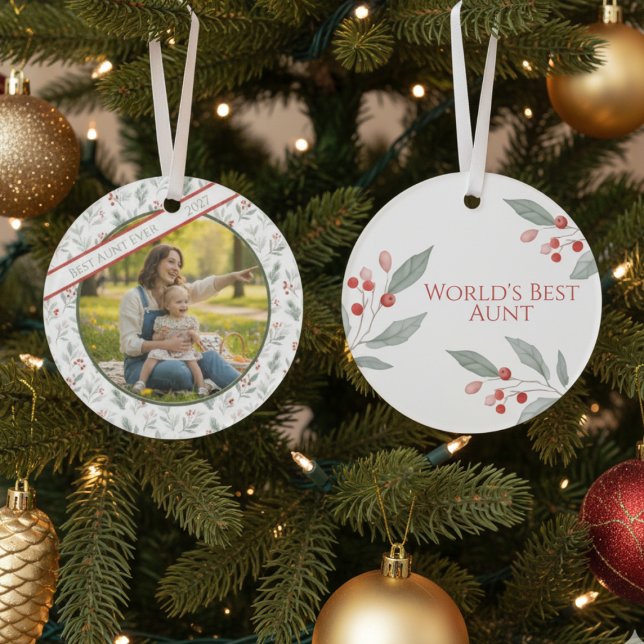 Aunt Photo Christmas Ornament - "Best Aunt Ever" (Best Aunt personalized photo Christmas ornament)