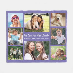 Aunt Photo Collage Purple Fleece Blanket