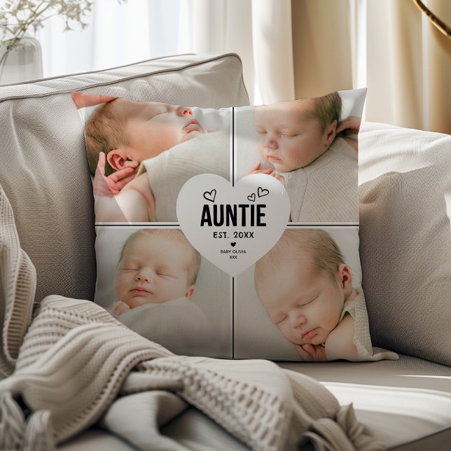 Aunt Photo Keepsake with Year & Name Cushion (Creator Uploaded)