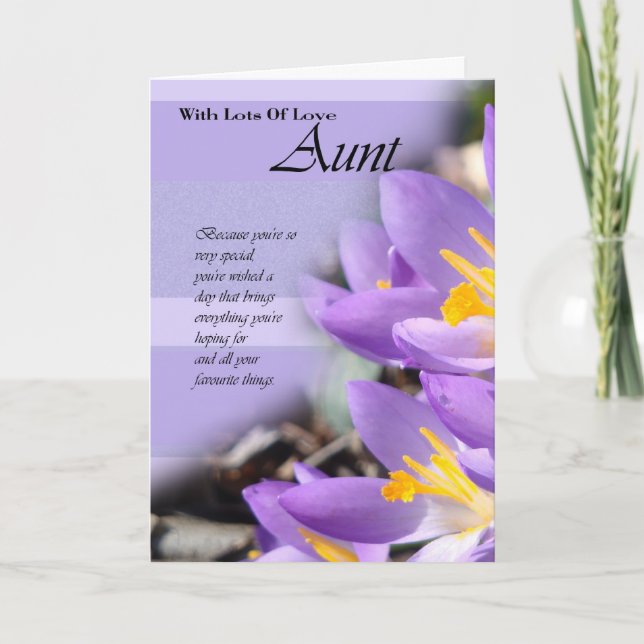 Aunt purple crocus Birthday Card (Front)