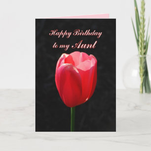Aunt Red Tulip Happy Birthday Card