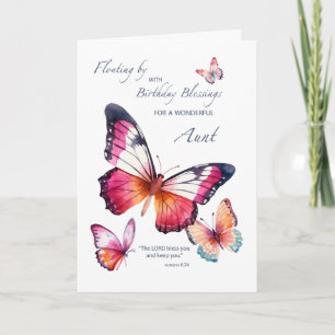 Aunt Religious Birthday to Watercolor Butterflies Card