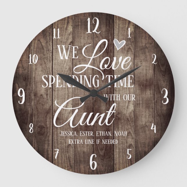 Aunt Spending Time with Custom Name Large Clock (Front)