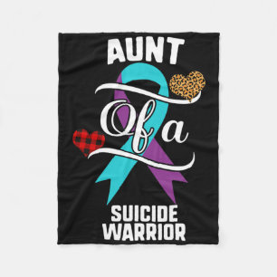 Aunt Suicide Awareness Leopard Buffalo Plaid Famil Fleece Blanket