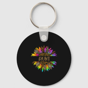 Aunt sunflower leopard tie dye auntie mothers day key ring