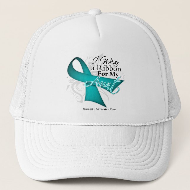Aunt - Teal Ribbon Awareness Trucker Hat (Front)