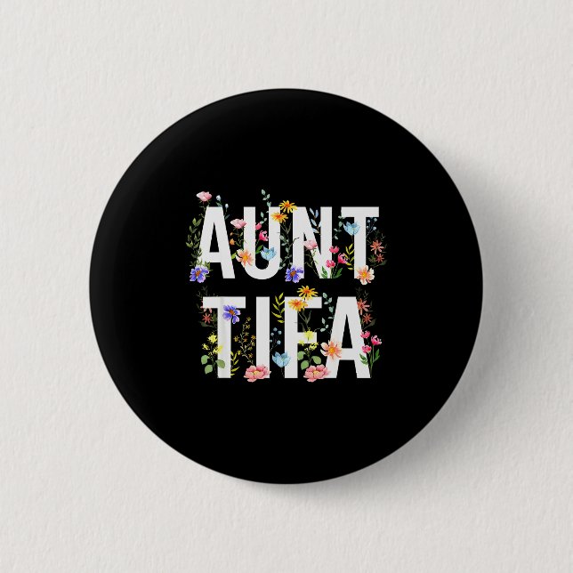Aunt Tifa - Retro Wildflowers Floral Feminist Mom  6 Cm Round Badge (Front)