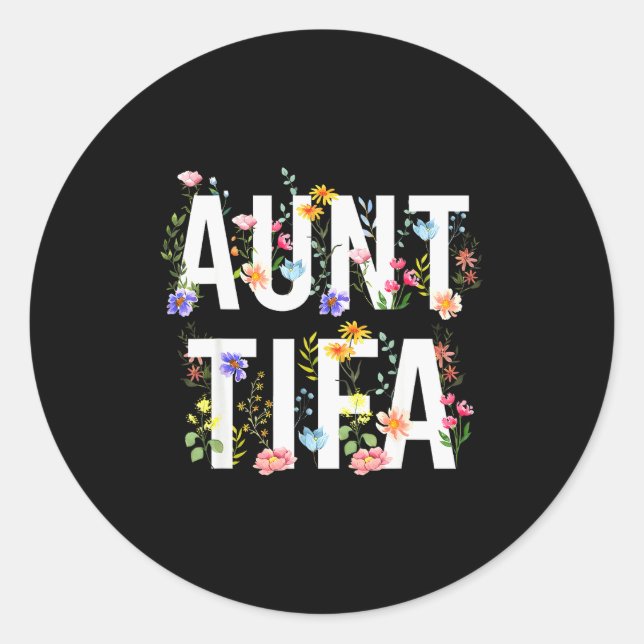 Aunt Tifa - Retro Wildflowers Floral Feminist Mom  Classic Round Sticker (Front)