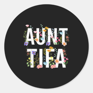 Aunt Tifa - Retro Wildflowers Floral Feminist Mom Classic Round Sticker