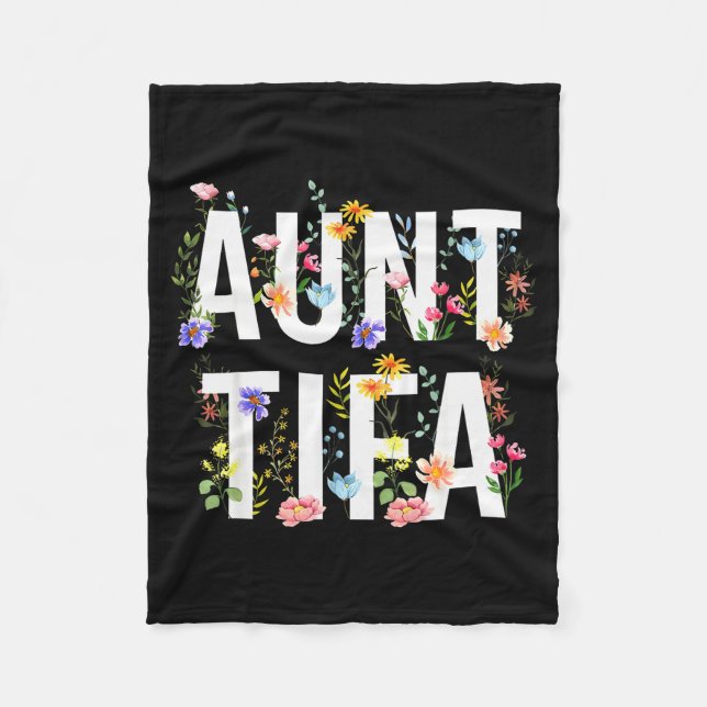 Aunt Tifa - Retro Wildflowers Floral Feminist Mom  Fleece Blanket (Front)