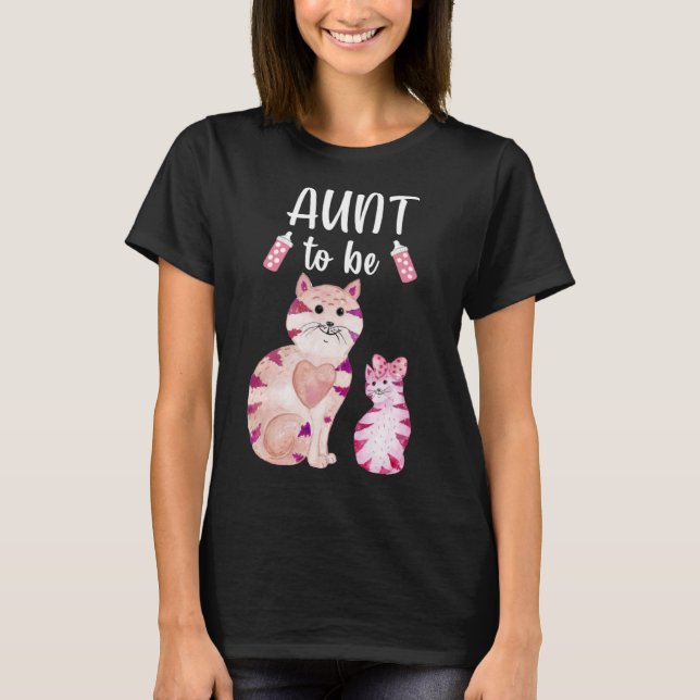 Aunt To Be Cat Baby Shower For Girl T-Shirt (Front)