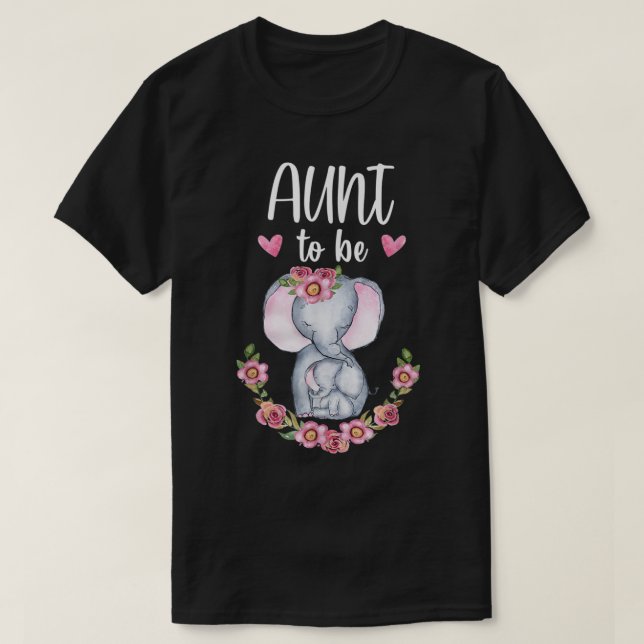 Aunt To Be Elephant Baby Shower Floral  T-Shirt (Design Front)