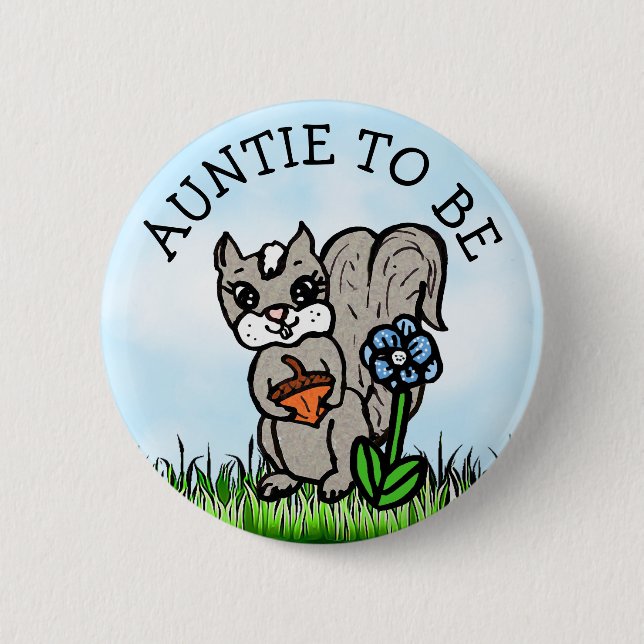 Aunt to be Little Fox Baby Shower 6 Cm Round Badge (Front)