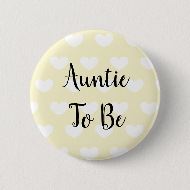 Aunt to be Yellow Hearts Baby Shower Button (Front)