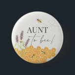 Aunt to bee, honey bee button for baby shower<br><div class="desc">A little honey bee is on the way, as sweet as can bee... Celebrate your new arrival with this fun baby shower design. Great for a gender neutral baby shower. ★ Let me help you plan your next party! ★ If you need coordinating decor, please check my matching collection. If...</div>